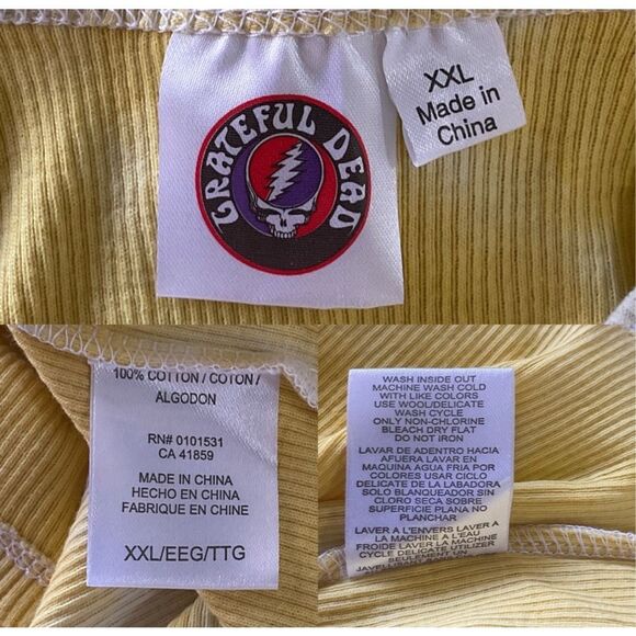 Grateful Dead Rare Yellow‎ Tie Dye Dancing Skeletons Stretch Tank Top Girls XXL - Picture 6 of 6